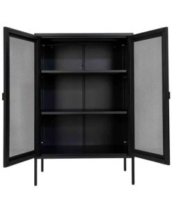 House Nordic Vitrines Vaisselier En Métal Avec Portes Grillagées Noir -Vaisseliers Soldes Magasin vaisselier en metal avec portes grillagees noir 3