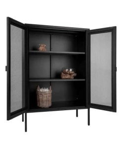 House Nordic Vitrines Vaisselier En Métal Avec Portes Grillagées Noir -Vaisseliers Soldes Magasin vaisselier en metal avec portes grillagees noir 5