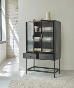 Bois Dessus Bois Dessous Vaisseliers Vaisselier En Métal Et Verre Ondulé 2 Portes 2 Tiroirs -Vaisseliers Soldes Magasin vaisselier en metal et verre ondule 2 portes 2 tiroirs 2