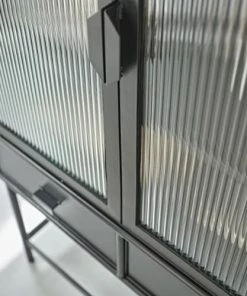 Bois Dessus Bois Dessous Vaisseliers Vaisselier En Métal Et Verre Ondulé 2 Portes 2 Tiroirs -Vaisseliers Soldes Magasin vaisselier en metal et verre ondule 2 portes 2 tiroirs 3