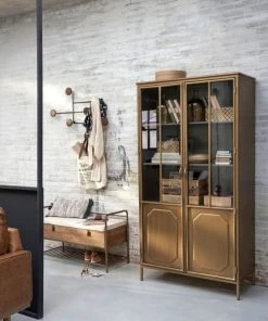 Maisons Du Monde Vaisseliers Vaisselier Industriel 2 Portes En Métal Coloris Laiton Patiné Et Vieilli -Vaisseliers Soldes Magasin vaisselier industriel 2 portes en metal coloris laiton patine et vieilli 1000 11 20 219821 5