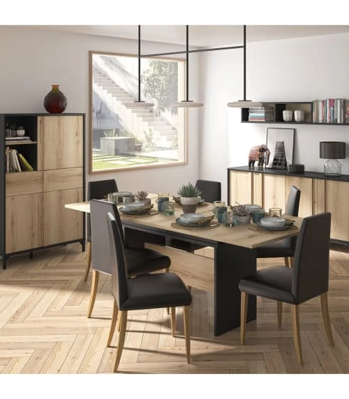 Calicosy Vaisseliers Vaisselier Industriel 3 Portes 1 Tiroir - L94 X H153 X P41 Cm - Marron 2 Calicosy Vaisseliers Vaisselier Industriel 3 Portes 1 Tiroir - L94 X H153 X P41 Cm - Marron – Image 2