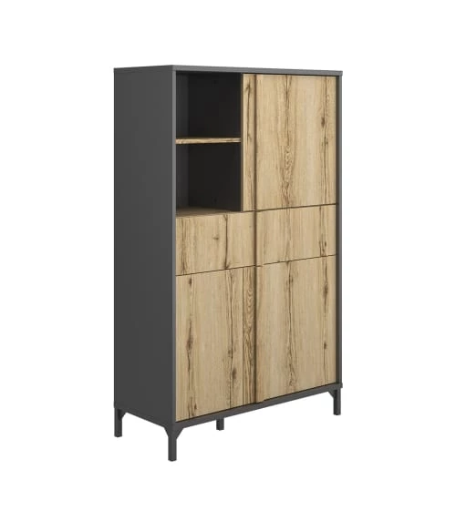 Calicosy Vaisseliers Vaisselier Industriel 3 Portes 1 Tiroir - L94 X H153 X P41 Cm - Marron 3 Calicosy Vaisseliers Vaisselier Industriel 3 Portes 1 Tiroir - L94 X H153 X P41 Cm - Marron – Image 3