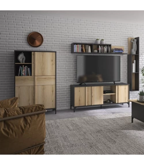 Calicosy Vaisseliers Vaisselier Industriel 3 Portes 1 Tiroir - L94 X H153 X P41 Cm - Marron 5 Calicosy Vaisseliers Vaisselier Industriel 3 Portes 1 Tiroir - L94 X H153 X P41 Cm - Marron – Image 5