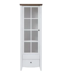 Brw Vaisseliers Vitrine 1 Porte 1 Tiroir Blanc Et Naturel D'acacia -Vaisseliers Soldes Magasin vitrine 1 porte 1 tiroir blanc et naturel d acacia 2