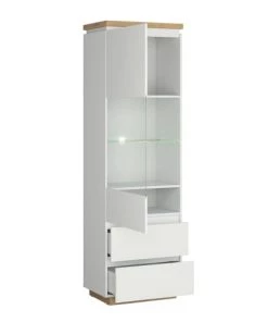 Brw Vitrines Vitrine 1 Porte 2 Tiroirs Blanche Laquée -Vaisseliers Soldes Magasin vitrine 1 porte 2 tiroirs blanche laquee 2