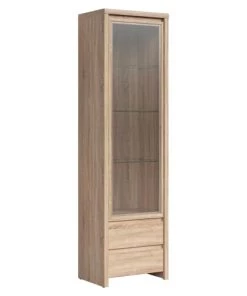 Brw Vitrines Vitrine 1 Porte 2 Tiroirs Naturelle