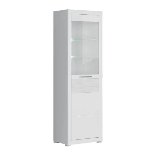 Brw Vitrines Vitrine 1 Porte Blanc Laqué 1 Brw Vitrines Vitrine 1 Porte Blanc Laqué