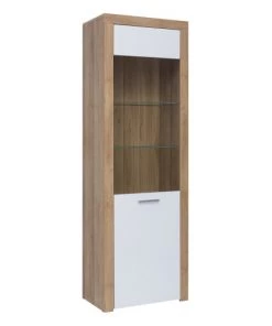 Brw Vitrines Vitrine 1 Porte Blanche Et Naturelle