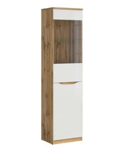 Brw Vitrines Vitrine 1 Porte Blanche Et Naturelle