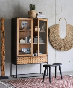 Maisons Du Monde Vitrines Vitrine 1 Tiroir 2 étagères En Métal Noir Et En Bois -Vaisseliers Soldes Magasin vitrine 1 tiroir 2 etageres en metal noir et en bois 1000 4 20 226053 4