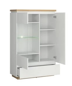 Brw Vitrines Vitrine 2 Portes 1 Tiroir Blanche Laqué -Vaisseliers Soldes Magasin vitrine 2 portes 1 tiroir blanche laque 2