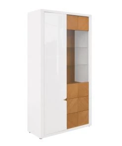 Brw Vaisseliers Vitrine 2 Portes 2 Tiroirs Blanc Laqué Et Naturel -Vaisseliers Soldes Magasin vitrine 2 portes 2 tiroirs blanc laque et naturel 2