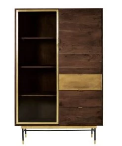 Maisons Du Monde Vitrines Vitrine 2 Portes 3 Tiroirs En Acacia Et Verre Trempé