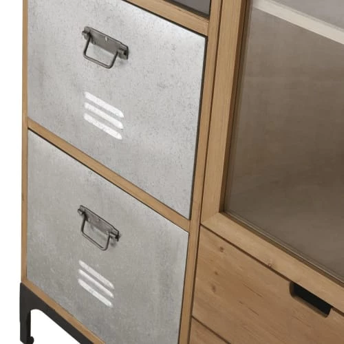 Maisons Du Monde Vitrines Vitrine 2 Portes 3 Tiroirs En Sapin Massif, Verre Et Métal 4 Maisons Du Monde Vitrines Vitrine 2 Portes 3 Tiroirs En Sapin Massif, Verre Et Métal – Image 4