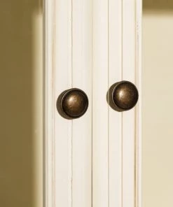 Altobuy Vitrines Vitrine 2 Portes 4 Tiroirs Pin Massif Et Mdf Naturel Et Crème -Vaisseliers Soldes Magasin vitrine 2 portes 4 tiroirs pin massif et mdf naturel et creme 3