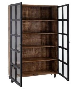 Altobuy Vitrines Vitrine 2 Portes 5 Niveaux Noir Et Bois -Vaisseliers Soldes Magasin vitrine 2 portes 5 niveaux noir et bois 2