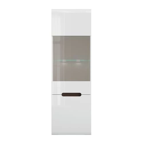 Brw Vitrines Vitrine 2 Portes Avec Led Blanc Laqué Et Naturel 2 Brw Vitrines Vitrine 2 Portes Avec Led Blanc Laqué Et Naturel – Image 2