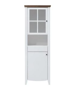 Brw Vitrines Vitrine 2 Portes Blanc Et Naturel D'acacia -Vaisseliers Soldes Magasin vitrine 2 portes blanc et naturel d acacia 2