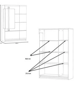 Meubletmoi Vitrines Vitrine 2 Portes Blanc Laqué Et Décor Chêne Naturel -Vaisseliers Soldes Magasin vitrine 2 portes blanc laque et decor chene naturel 3