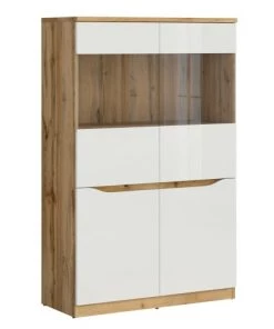 Brw Vitrines Vitrine 2 Portes Blanche Et Naturelle