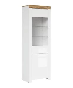 Brw Vitrines Vitrine 2 Portes Blanche Et Naturelle