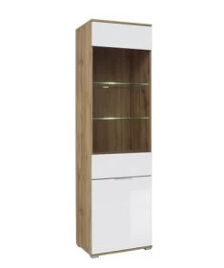 Brw Vitrines Vitrine 2 Portes Blanche Et Naturelle