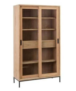 Altobuy Vitrines Vitrine 2 Portes Coulissantes Bois Massif Et Métal