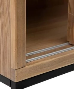 Altobuy Vitrines Vitrine 2 Portes Coulissantes Bois Massif Et Métal -Vaisseliers Soldes Magasin vitrine 2 portes coulissantes bois massif et metal 4