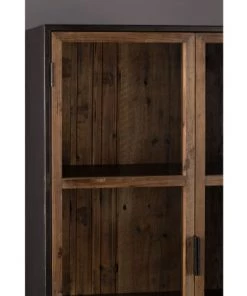 Dutchbone Vitrines Vitrine 2 Portes En Bois Clair Recyclé Et Métal -Vaisseliers Soldes Magasin vitrine 2 portes en bois clair recycle et metal 5