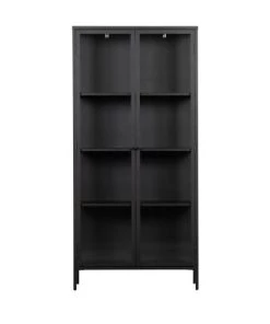 VtWonen Vitrines Vitrine 2 Portes En Métal 90x190cm Noir