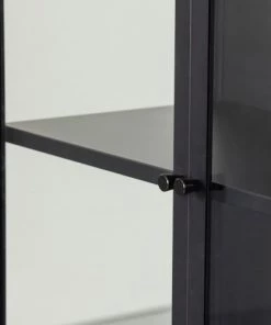 VtWonen Vitrines Vitrine 2 Portes En Métal 90x190cm Noir -Vaisseliers Soldes Magasin vitrine 2 portes en metal 90x190cm noir 4