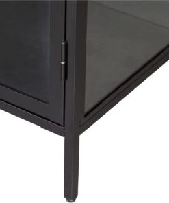 VtWonen Vitrines Vitrine 2 Portes En Métal 90x190cm Noir -Vaisseliers Soldes Magasin vitrine 2 portes en metal 90x190cm noir 5