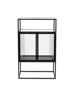 Dutchbone Vitrines Vitrine 2 Portes En Métal Et Verre Trempé 105x65cm Noir