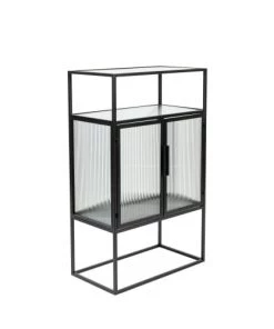 Dutchbone Vitrines Vitrine 2 Portes En Métal Et Verre Trempé 105x65cm Noir -Vaisseliers Soldes Magasin vitrine 2 portes en metal et verre trempe 105x65cm noir 3