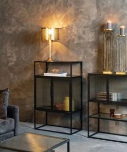 Dutchbone Vitrines Vitrine 2 Portes En Métal Et Verre Trempé 90x60cm Noir -Vaisseliers Soldes Magasin vitrine 2 portes en metal et verre trempe 90x60cm noir 2