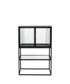 Dutchbone Vitrines Vitrine 2 Portes En Métal Et Verre Trempé 90x60cm Noir