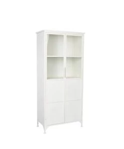 Drawer Vitrines Vitrine 2 Portes En Verre Et Métal H150cm Blanc -Vaisseliers Soldes Magasin vitrine 2 portes en verre et metal h150cm blanc 2