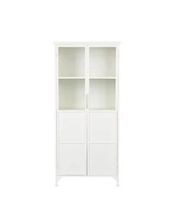 Drawer Vitrines Vitrine 2 Portes En Verre Et Métal H150cm Blanc