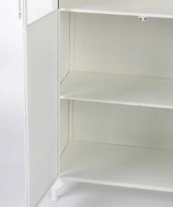 Drawer Vitrines Vitrine 2 Portes En Verre Et Métal H150cm Blanc -Vaisseliers Soldes Magasin vitrine 2 portes en verre et metal h150cm blanc 4