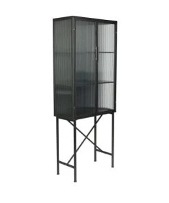 Dutchbone Vitrines Vitrine 2 Portes En Verre Noir -Vaisseliers Soldes Magasin vitrine 2 portes en verre noir 4