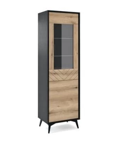 Its Vaisseliers Vitrine 2 Portes Naturel Et Noir