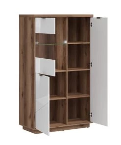 Brw Vitrines Vitrine 3 Portes Blanche Et Naturelle -Vaisseliers Soldes Magasin vitrine 3 portes blanche et naturelle 5