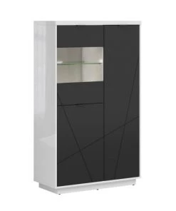 Brw Vitrines Vitrine 3 Portes Noire Et Blanche