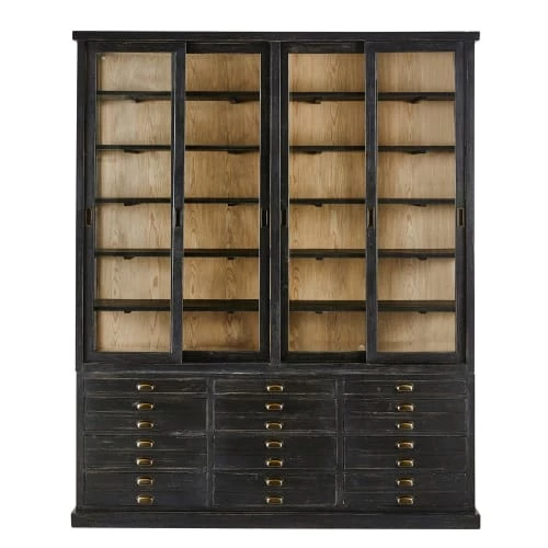 Maisons Du Monde Vitrines Vitrine 4 Portes 12 Tiroirs En Pin Recyclé Noir 1 Maisons Du Monde Vitrines Vitrine 4 Portes 12 Tiroirs En Pin Recyclé Noir