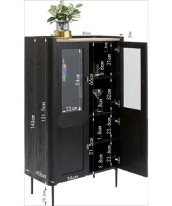 Kare Design Vitrines Vitrine 4 Portes En Peuplier Et Chêne Brun -Vaisseliers Soldes Magasin vitrine 4 portes en peuplier et chene brun 4