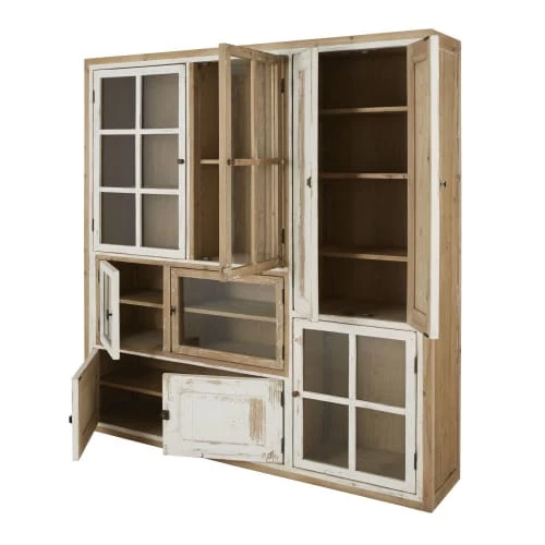 Maisons Du Monde Vitrines Vitrine 9 Portes En Pin Recyclé Blanc Et Verre Trempé 2 Maisons Du Monde Vitrines Vitrine 9 Portes En Pin Recyclé Blanc Et Verre Trempé – Image 2