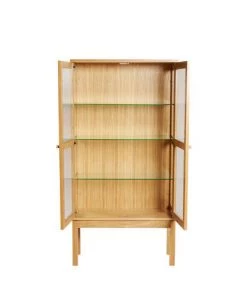 Woodman Vitrines Vitrine En Bois 2 Portes Bois Clair -Vaisseliers Soldes Magasin vitrine en bois 2 portes bois clair 3