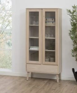 Hellin Vitrines Vitrine En Bois Clair -Vaisseliers Soldes Magasin vitrine en bois clair 2