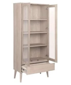 Hellin Vitrines Vitrine En Bois Clair -Vaisseliers Soldes Magasin vitrine en bois clair 4